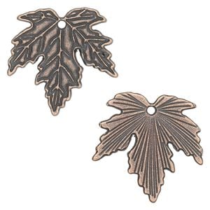 Charm, antique copper-plated "pewter" (zinc-based alloy), 27x26mm maple leaf. Sold per pkg of 12.