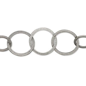 Chain 1pkg1 silver-plated cable, 14mm flat round, antique brass 25 foot unfinished