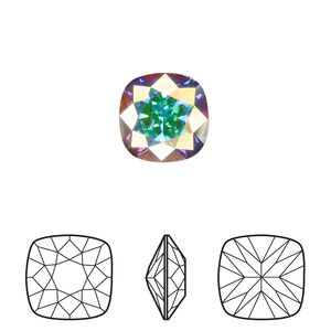 Fancy stone 1pk crystal AB foil back, Crystal Passions&reg; 12mm cushion 4470
