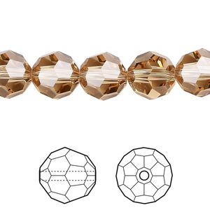 Bead 24pk light Colorado topaz, Crystal Passions&reg; 10mm round 5000