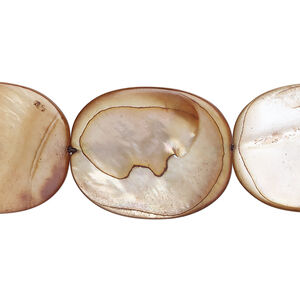 Mother-of-pearl shell 1pkg1, flat oval bead 15 inch light brown 23x19mm-24x19mm
