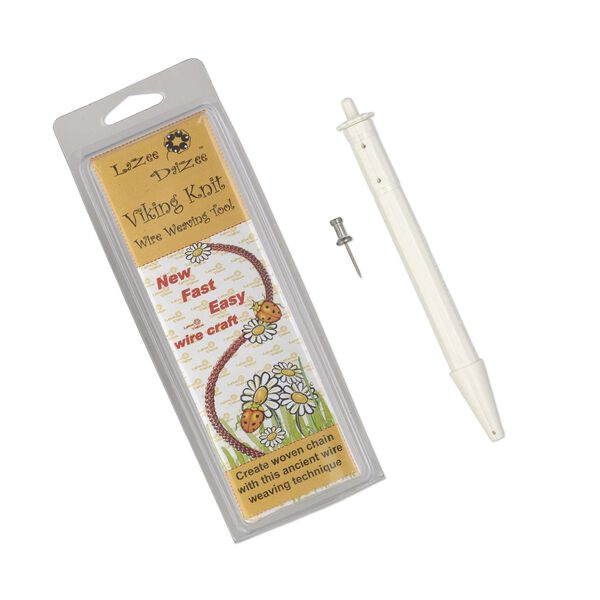 Viking Knit tool, Lazee Daizee&trade;, plastic, white, 6-1/2 x 1/2 inch rod with pin tool. Sold individually. image number 0