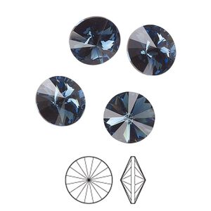 Chaton 8pk Montana foil back, Preciosa MAXIMA Czech crystal rhinestone 10.54-10.91mm rivoli SS47