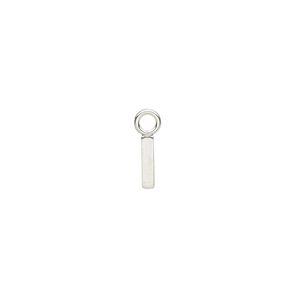 Charm, sterling silver, 8x2mm single-sided modern square alphabet letter I. Sold individually.
