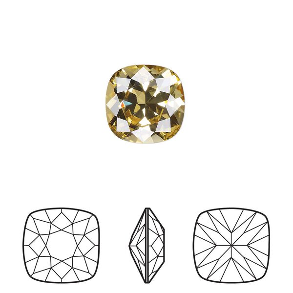 Fancy stone 1pkg72 dark jonquil foil back, Swarovski&reg; ReCreated&trade; 12mm cushion 4470 image number 0