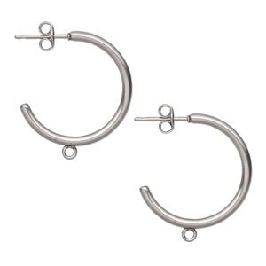Earring hoop 1pkg100, 23mm 0.75 round / closed loop / earnuts, 20 gauge stainless steel 50 pair
