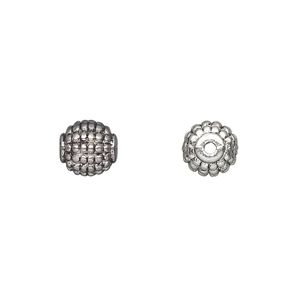 Bead 1pkg20 silver-plated "pewter", 8mm beaded round, antique