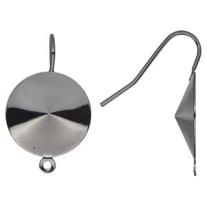 Ear wire 1pkg10 Almost Instant Jewelry&reg;, 23mm / 18mm rivoli glue-in setting, 18-20 gauge gunmetal-finished brass 5 pair