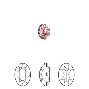 Fancy stone 4pk light rose foil back, Crystal Passions&reg; 8x6mm oval 4120