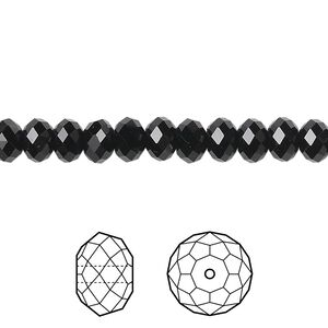 Bead 144pk jet, Crystal Passions&reg; 6x4mm rondelle 5040
