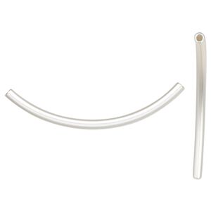Bead, silver-plated brass with satin finish, 38x2mm curved tube. Sold per pkg of 100.