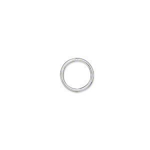Jump ring 1pkg100 silver-plated, 10mm soldered closed round, 18 gauge / 8mm inside diameter / brass