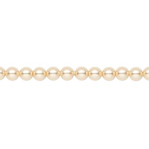 Pearl 100pk gold, Crystal Passions&reg; 4mm round 5810