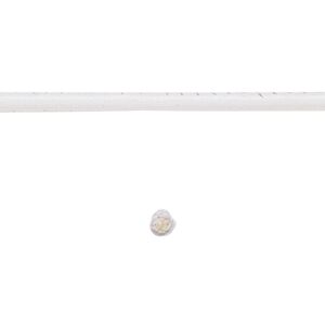 Cord, leather and cotton (dyed), white, 2.5mm zigzag-stitched round. Sold per 1-yard section.