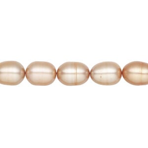 Freshwater pearl 1pkg1 rice, 15 inch sienna and satin sand 7mm cultured