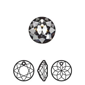 Drop 24pk crystal silver night, Swarovski&reg; 14mm pendant classic cut 6430