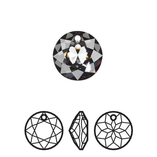 Drop 24pk crystal silver night, Swarovski&reg; 14mm pendant classic cut 6430 image number 0
