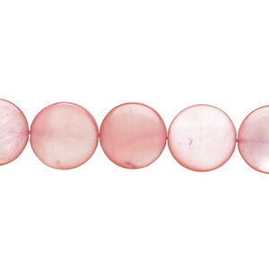 Mother-of-pearl shell 1pkg1, puffed flat round bead 15 inch dark blush 11-12mm