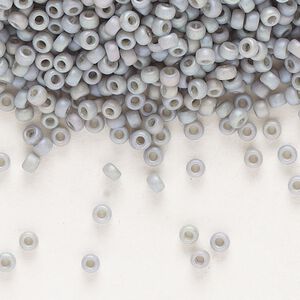 Seed bead, Miyuki, glass, pkg/250g, #11 rocaille, opaque matte rainbow shark fin grey, (RR-4705).