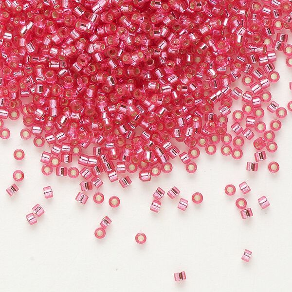 Seed bead, Delica&reg;, glass, pkg/250g, #11 round, transparent outside dyed silver-lined rose (DB-1338). image number 0