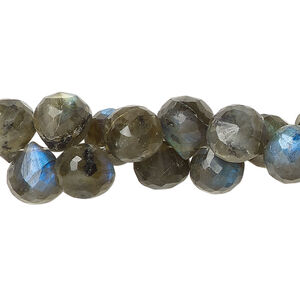 Labradorite 1pkg60, hand-cut top-drilled faceted teardrop bead natural 7x7mm
