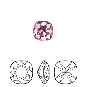 Fancy stone 144pk rose foil back, Preciosa MAXIMA Czech crystal rhinestone 10mm cushion square
