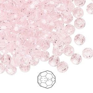 Bead 144pk pink sapphire, Preciosa Czech crystal 5mm round