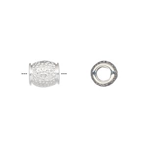 Bead 1pkg2 imitation rhodium-plated "pewter", 9.5x8mm barrel