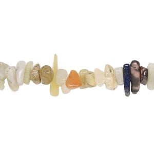 Multi-gemstone / glass 1pkg1, chip bead 34 inch small to gigantic