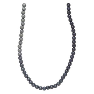 Bead 1pkg1, Taiwanese cheesewood (dyed / waxed), black ombre, 7-8mm round, 15-1/2 to 16 inches.