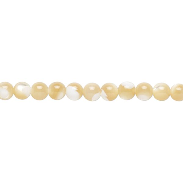 Mother-of-pearl shell 1pkg1, round bead natural 15.5 to 16 inch 4mm image number 0