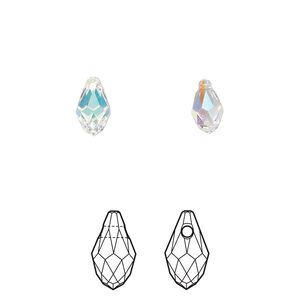 Briolette 4pk crystal AB, Crystal Passions&reg; 9x5mm pendant drop 6007