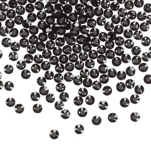 Flat back, Dance With Me&trade; crystal hotfix rhinestone, jet, foil back, 2.7-2.9mm rose, SS10. Sold per pkg of 144 (1 gross).