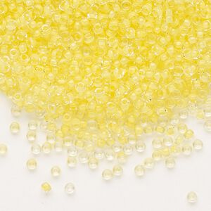 Seed bead, Dyna-Mites&trade;, glass 1pkg0.5kg, #11 round, translucent inside dyed color yellow (202 11/0 RR)