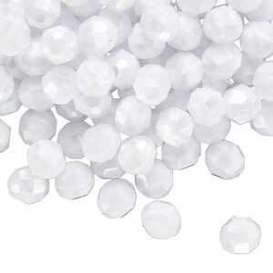 Bead, acrylic 1pkg100g, opaque white pearl, 6mm faceted round.