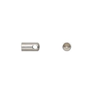 Cord end glue-in 1pkg10 stainless steel, 8x4mm / 3mm inside diameter
