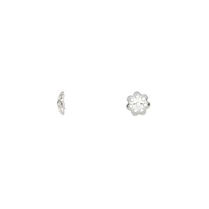 Bead cap, sterling silver, 5x1.5mm flower, fits 4-6mm bead. Sold per pkg of 10.