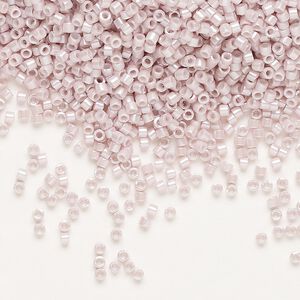 Seed bead, Delica&reg;, glass, pkg/7.5g, #11 round, opaque glazed luster pale rose (DB-1534-1).