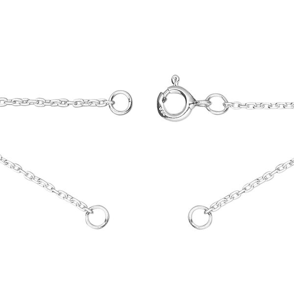Chain 1pkg1 sterling silver cable, 1.2mm necklace component / 3.5mm jump ring / springring clasp, 16.75 inch image number 0