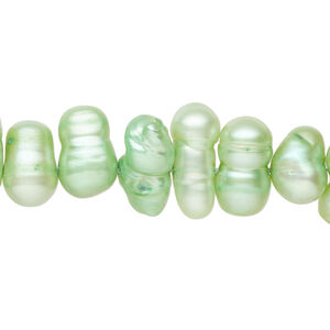 Freshwater pearl 1pkg1, freeform, 15 inch spring green 9x7mm-15x9mm cultured