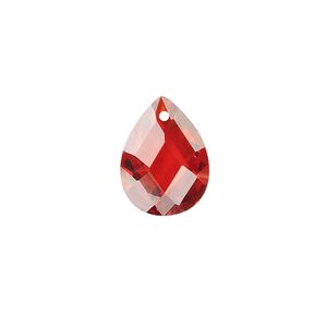 Drop, cubic zirconia, orange, 16x12mm hand-faceted teardrop, Mohs hardness 8-1/2. Sold per pkg of 2.
