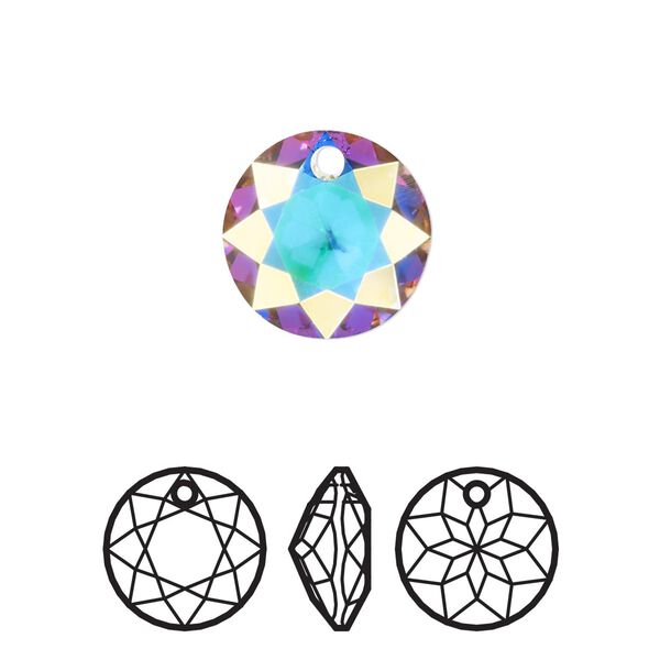 Drop 1pk crystal AB, Crystal Passions&reg; 14mm pendant classic cut 6430 image number 0