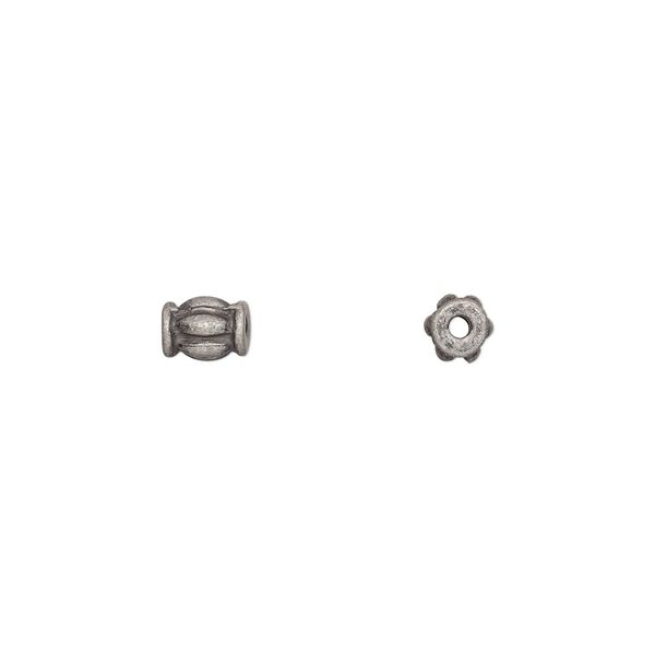Bead 1pkg10 silver-plated, 5.5x5mm corrugated rondelle, aluminum antique image number 0