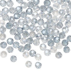 Bead 144pk translucent crystal silver night, Celestial Crystal&reg; 4mm round