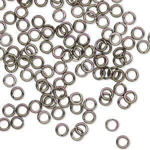 Jump ring 1pkg100 aluminum, 4mm round, 20 gauge / 2.4mm inside diameter / gunmetal