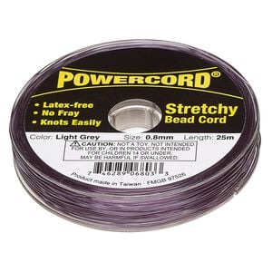 Cord, Powercord&reg;, elastic, light grey, 0.8mm, 8.5-pound test. Sold per 25-meter spool.