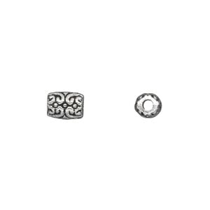 Bead 1pkg50 silver-plated "pewter", 7x5mm tube, antique