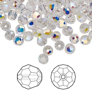 Bead 144pk crystal AB, Crystal Passions&reg; 5mm round 5000