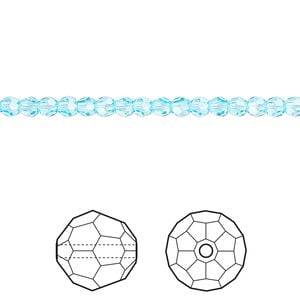 Bead 12pk aquamarine, Crystal Passions&reg; 3mm round 5000