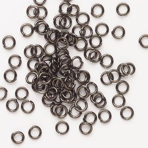 Jump ring 1pkg80 steel, 4mm round, 21 gauge / 2.4mm inside diameter